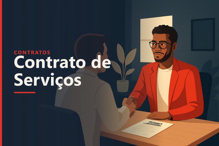 Contrato de prestação de serviços sendo assinado por duas empresas